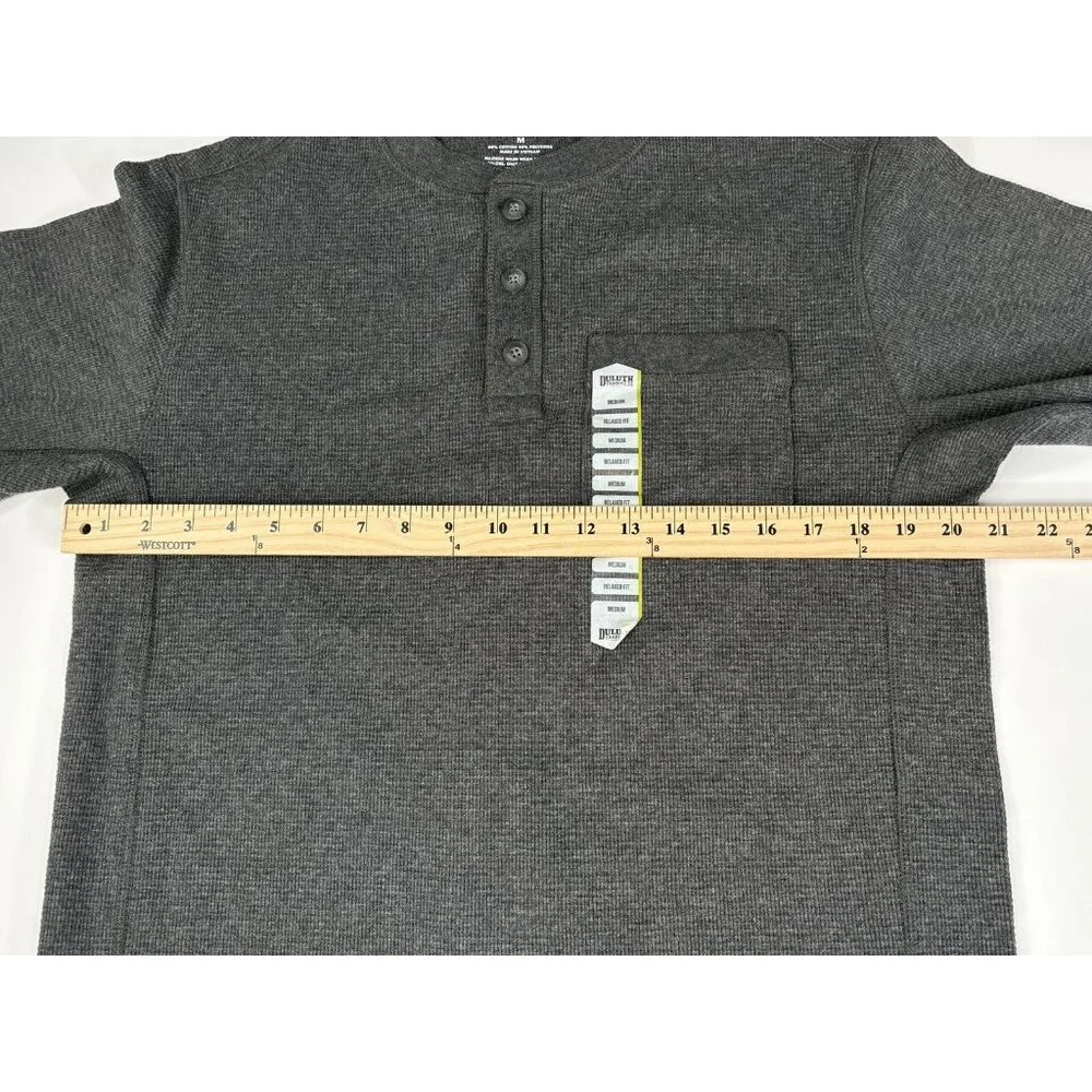 NWT Duluth Trading Co. Burly Thermal Relaxed Fit Henley Men’s M Charcoal Grey - Picture 13 of 15